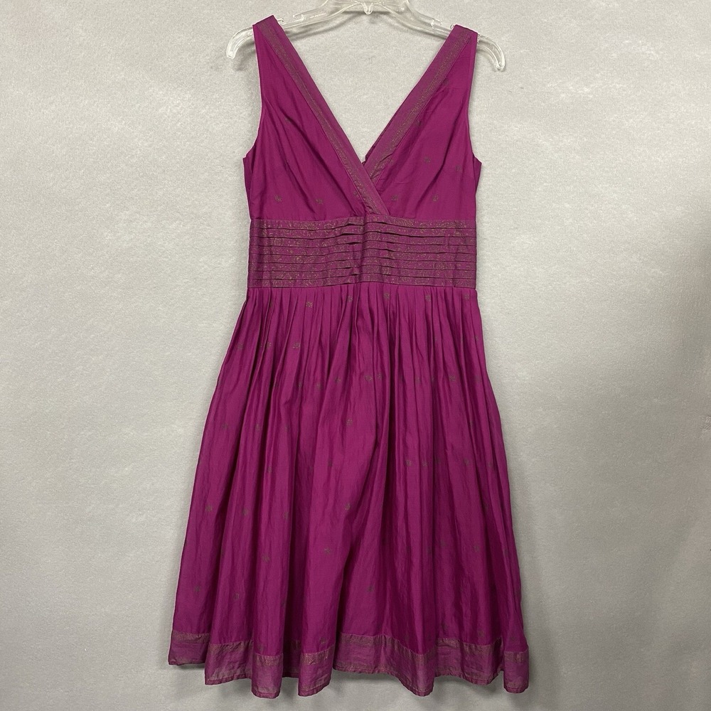 Women's Isaac Mizrahi Dress Sleeveless Purple V-Neck A-Line 6 BOHO Y2K Zip Up